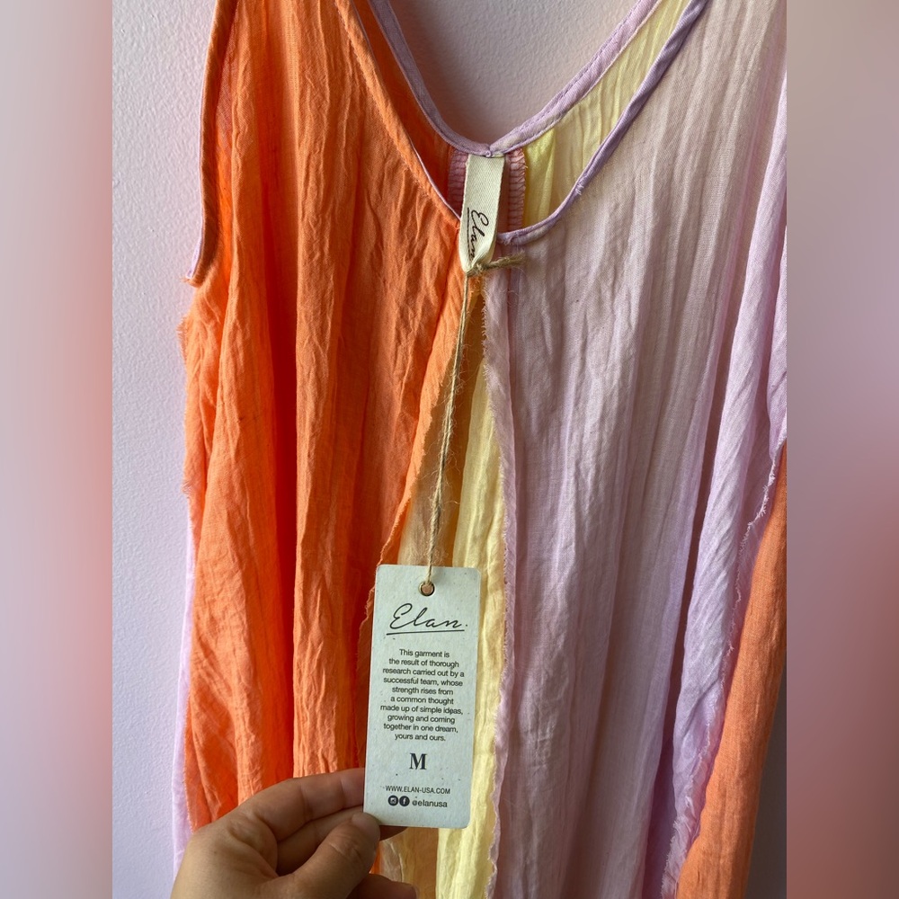 ELAN Colorblock Maxi Dress Size M Swim Cover-Up Beach Pockets Flowy Made in USA - Picture 8 of 11